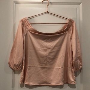 NEW Forever21 Off the Shoulder Blush Satin Shirt